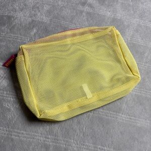 BYOMA Yellow Mesh Cosmetics Bag with Pink Zipper